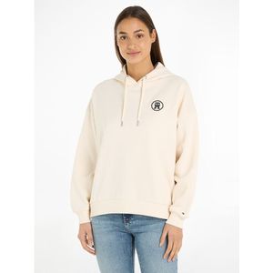 TOMMY HILFIGER - Hoodie - Beige - Katoen - Tunnelkoord aan de halslijn