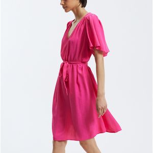 VILA - Korte Jurk - Roze - Viscose - Strikceintuur