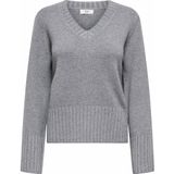 JDY - Trui met V-hals - Grijs - Polyester