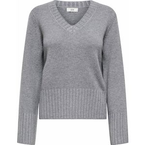 JDY - Trui met V-hals - Grijs - Polyester