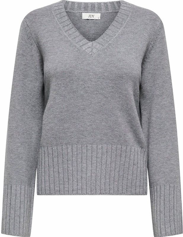 JDY - Trui met V-hals - Grijs - Polyester