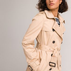 Lange trenchcoat met knoopsluiting LA REDOUTE COLLECTIONS. Katoen materiaal. Maten 44 FR - 42 EU. Beige kleur