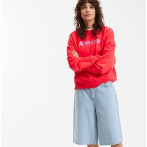 LA REDOUTE COLLECTIONS - Sweatshirt - Rood - Katoen - Met Boodschap 'Amore'