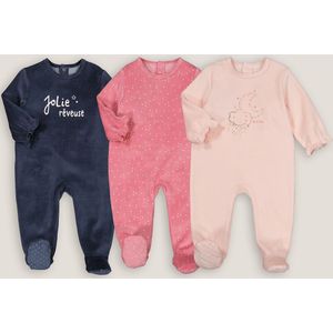 Set van 3 pyjama's in fluweel LA REDOUTE COLLECTIONS. Katoen materiaal. Maten 2 jaar - 86 cm. Blauw kleur