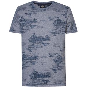 T-shirt met ronde hals en print PETROL INDUSTRIES. Katoen materiaal. Maten XXL. Blauw kleur