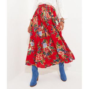 Lange rok met bloemenprint JOE BROWNS. Viscose materiaal. Maten 42 FR - 40 EU. Rood kleur