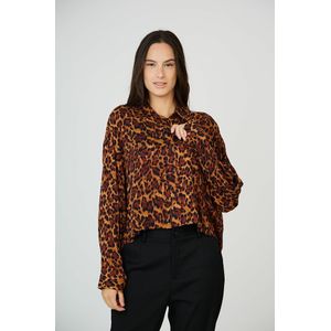 Blouse met V-hals SEE U SOON. Viscose materiaal. Maten 1(S). Kastanje kleur