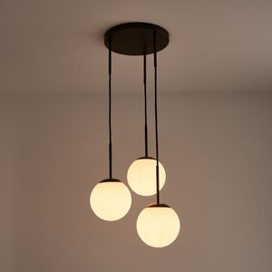 Tros hanglamp in metaal en opaline, Theide LA REDOUTE INTERIEURS. Metaal materiaal. Maten één maat. Zwart kleur