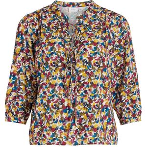 VILA - Kort Hemd - Geel/Blauw/Rood - Viscose