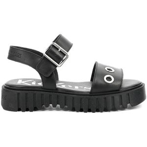 Sandalen in leer KickFany met perforaties KICKERS. Leer materiaal. Maten 37. Zwart kleur