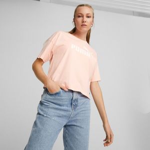 Cropped T-shirt Essential logo vooraan PUMA. Katoen materiaal. Maten XL. Roze kleur