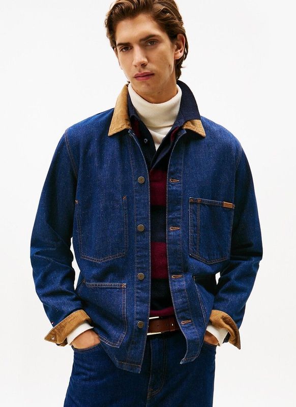 TOMMY HILFIGER Tussenjas  blauw denim / bruin