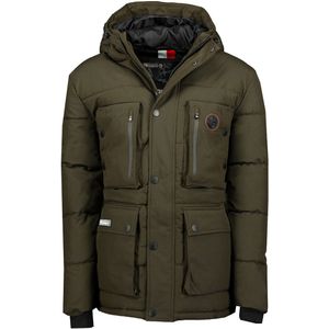 Warme parka met rits en kap Albert GEOGRAPHICAL NORWAY. Polyester materiaal. Maten XL. Groen kleur