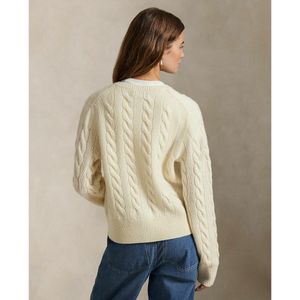 POLO RALPH LAUREN - Vest - Beige - Kabeltricot - Wol en Kasjmier