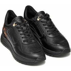 Ademende sneakers met sleehak Desya GEOX. Leer materiaal. Maten 38. Zwart kleur