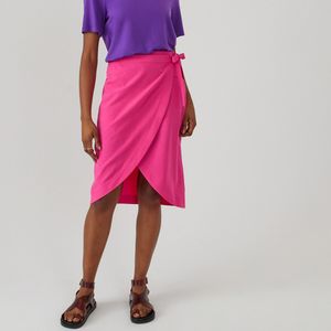 LA REDOUTE COLLECTIONS - Wikkelrok - Fuchsiaroze - Midi Lengte - Polyester