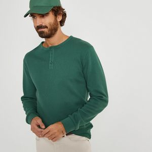 T-shirt met tuniekhals en lange mouwen LA REDOUTE COLLECTIONS. Bio katoen materiaal. Maten 3XL. Groen kleur