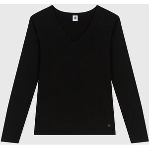 PETIT BATEAU - T-shirt - Zwart - Katoen - Lange Mouwen