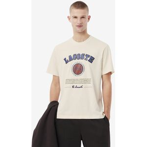 Lacoste - T-shirt - Beige - Katoen - Met Logo