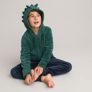 Homewear vest met kap in fleece, dinosaurus LA REDOUTE COLLECTIONS. Polyester materiaal. Maten 12 jaar - 150 cm. Groen kleur