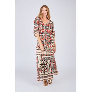 DERHY - LOURINE - Blouse - Rood/Zwart - Katoen