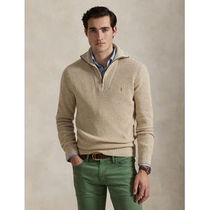 POLO RALPH LAUREN - Trui - Beige - Katoen/Wol - Truckerskraag 1/2 Rits