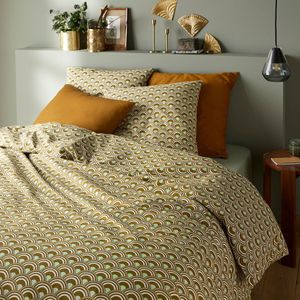 La Redoute Interieurs - Caletta - Katoenen Bedset - Pastelgroen/Brons - 100% Katoen