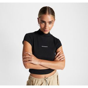 T-shirt met opstaande kraag Wordmark CONVERSE. Katoen materiaal. Maten L. Zwart kleur