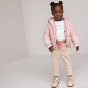 Omkeerbare jas met kap LA REDOUTE COLLECTIONS. Polyester materiaal. Maten 4 jaar - 102 cm. Roze kleur