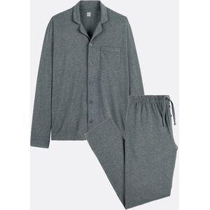 LA REDOUTE COLLECTIONS - Pyjama - Mêleegrijs - Katoen - Lange Overhemdkraag