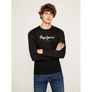 T-shirt met ronde hals en lange mouwen Eggo PEPE JEANS. Katoen materiaal. Maten XXL. Zwart kleur