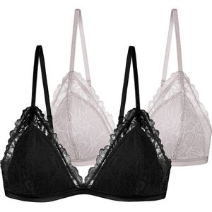 Set van 2 bralettes in kant Trisha DORINA. Kant materiaal. Maten M. Zwart kleur