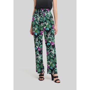 Wijde broek met tropische print IKKS. Viscose materiaal. Maten 42 FR - 40 EU. Multicolor kleur