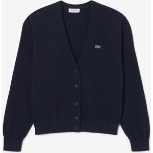 LACOSTE - Vest - Blauw - Katoen - V-hals met Knoopsluiting