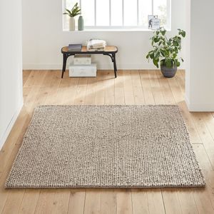 Vierkant wollen vloerkleed met tricot effect, Diano LA REDOUTE INTERIEURS. Wol materiaal. Maten 240 x 240 cm. Beige kleur