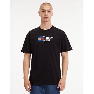 T-shirt met ronde hals, logo op de borst TOMMY JEANS. Katoen materiaal. Maten L. Zwart kleur