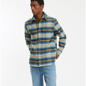 Geruwd geruit overhemd LA REDOUTE COLLECTIONS. Bio katoen materiaal. Maten S (37/38). Blauw kleur