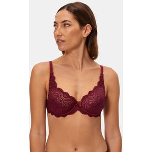 Omsluitende BH Flower Elegance PLAYTEX. Kant materiaal. Maten 90D FR - 75D EU. Rood kleur