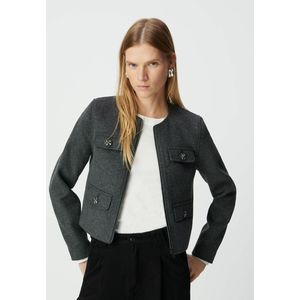 Jasje met ronde hals en rits, zakken, lange mouwen IKKS. Wol materiaal. Maten 36 FR - 34 EU. Grijs kleur