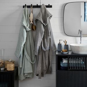 Malo - Badjas - Antraciet Grijs - 100% Jacquard Katoen - Bouclé Badstof 400 g/m²