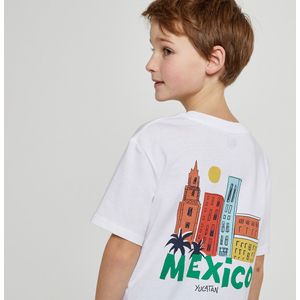 T-shirt korte mouwen, Mexico bedrukt LA REDOUTE COLLECTIONS. Katoen materiaal. Maten 10 jaar - 138 cm. Wit kleur