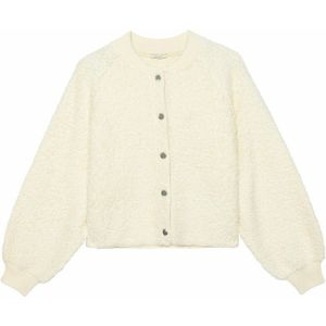 Vest met drukknopen, ronde hals, bouclettestof IKKS. Polyamide materiaal. Maten M. Beige kleur