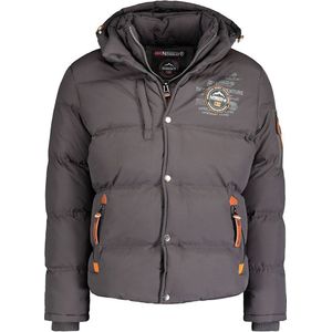 Warme donsjas met kap, niet afneembaar, Verveine GEOGRAPHICAL NORWAY. Polyester materiaal. Maten XXL. Grijs kleur