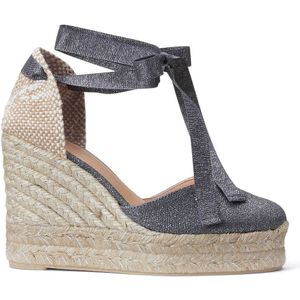 Espadrilles met sleehak in iriserende stof, Chiara CASTANER. Katoen materiaal. Maten 41. Grijs kleur