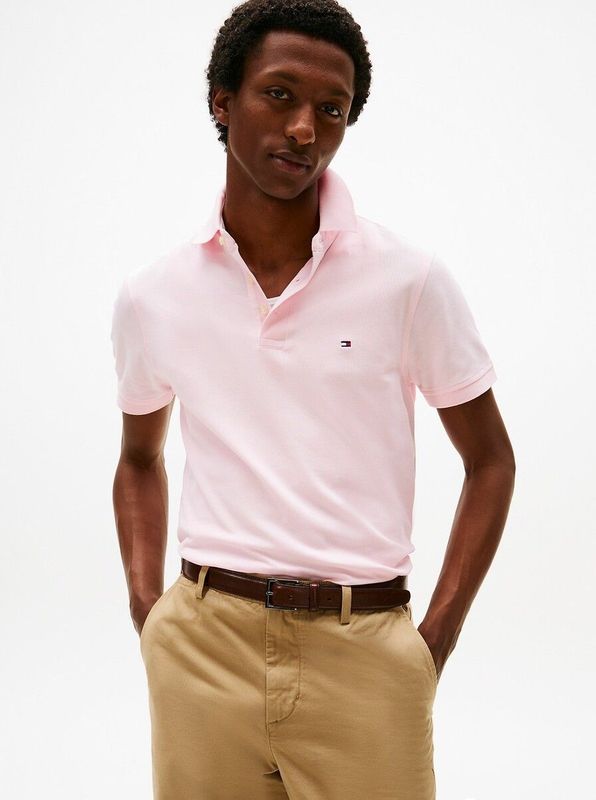 TOMMY HILFIGER - Slim Stretch Polo - Roze - Katoen