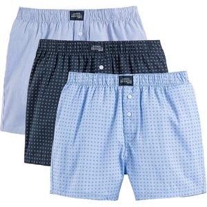 Set van 3 fantasie boxershorts, bio katoen LA REDOUTE COLLECTIONS. Bio katoen materiaal. Maten XXL. Blauw kleur