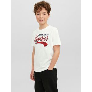 T-shirt met korte mouwen JACK & JONES JUNIOR. Katoen materiaal. Maten 10 jaar - 138 cm. Wit kleur