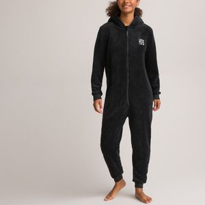 Onesie, zwarte kat in sherpa LA REDOUTE COLLECTIONS. Polyester materiaal. Maten 12 jaar - 150 cm. Zwart kleur