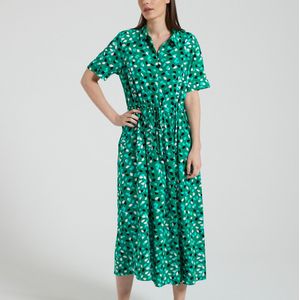 Bedrukte hemdjurk, te strikken PIECES. Viscose materiaal. Maten XL. Groen kleur