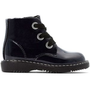 Gelakte bottines met rits en veters LA REDOUTE COLLECTIONS. Synthetisch materiaal. Maten 23. Blauw kleur